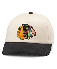 Men's American Needle White, Black Chicago Blackhawks Burnett Adjustable Hat