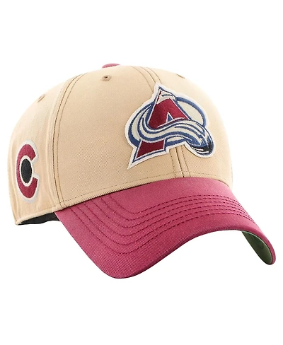 Men's '47 Brand Khaki, Burgundy Distressed Colorado Avalanche Dusted Sedgwick Mvp Adjustable Hat