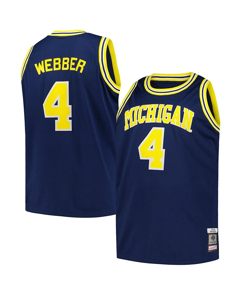 Men's Mitchell & Ness Chris Webber Navy Michigan Wolverines 1991/92 Big and Tall Swingman Jersey