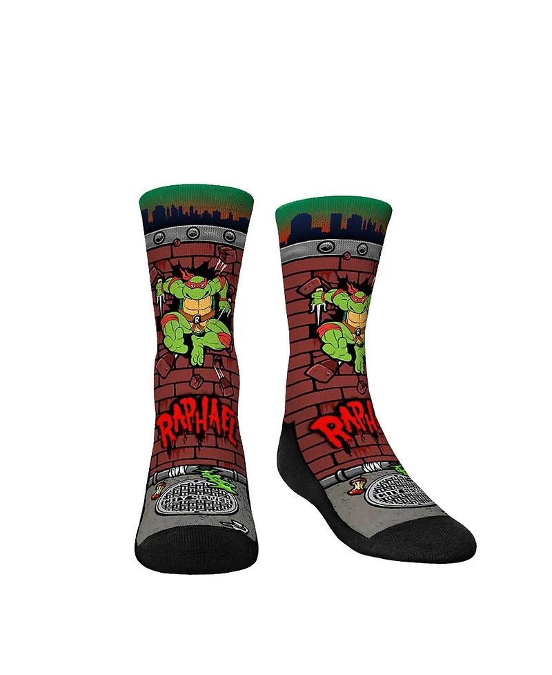 Youth Boys and Girls Rock 'Em Socks Teenage Mutant Ninja Turtles Raphael Breakout Crew Socks