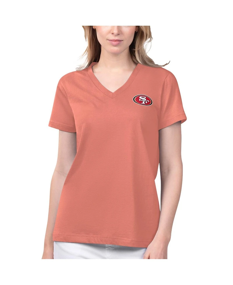 Women's Margaritaville Coral San Francisco 49ers Game Time V-Neck T-shirt