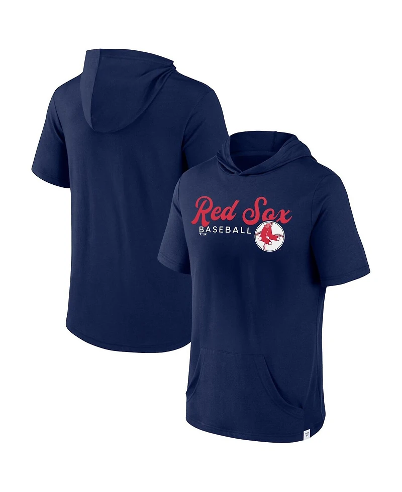 Men's Fanatics Navy Boston Red Sox Offensive Strategy Short Sleeve Pullover Hoodie