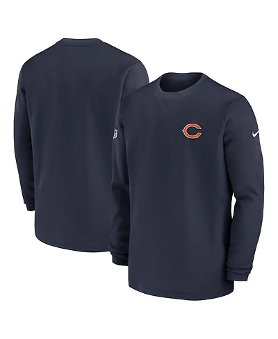 Men's Nike Navy Chicago Bears 2023 Sideline Throwback Heavy Brushed Waffle Long Sleeve Top
