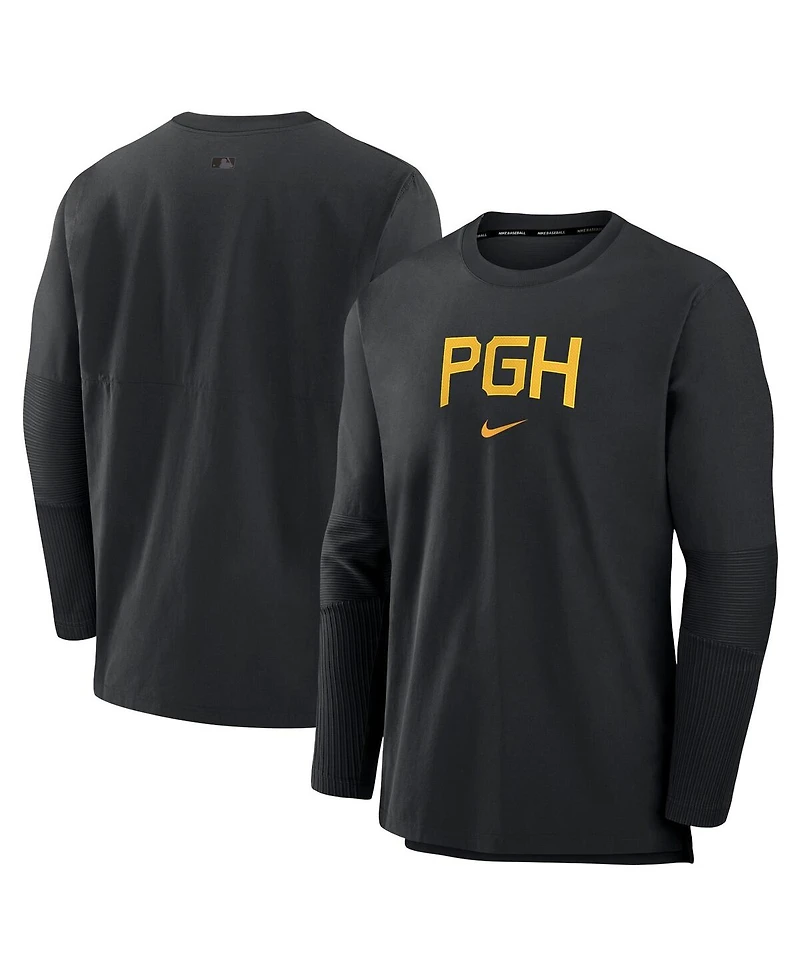 Men's Nike Black Pittsburgh Pirates Authentic Collection City Connect Player Tri-Blend Performance Pullover Jacket