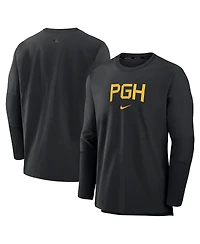 Men's Nike Black Pittsburgh Pirates Authentic Collection City Connect Player Tri-Blend Performance Pullover Jacket