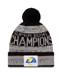 Men's New Era Heathered Gray, Black Los Angeles Rams Super Bowl Lvi Champions Parade Cuffed Pom Knit Hat