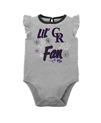 Baby Girls Black, Heather Gray Colorado Rockies Little Fan Two-Pack Bodysuit Set