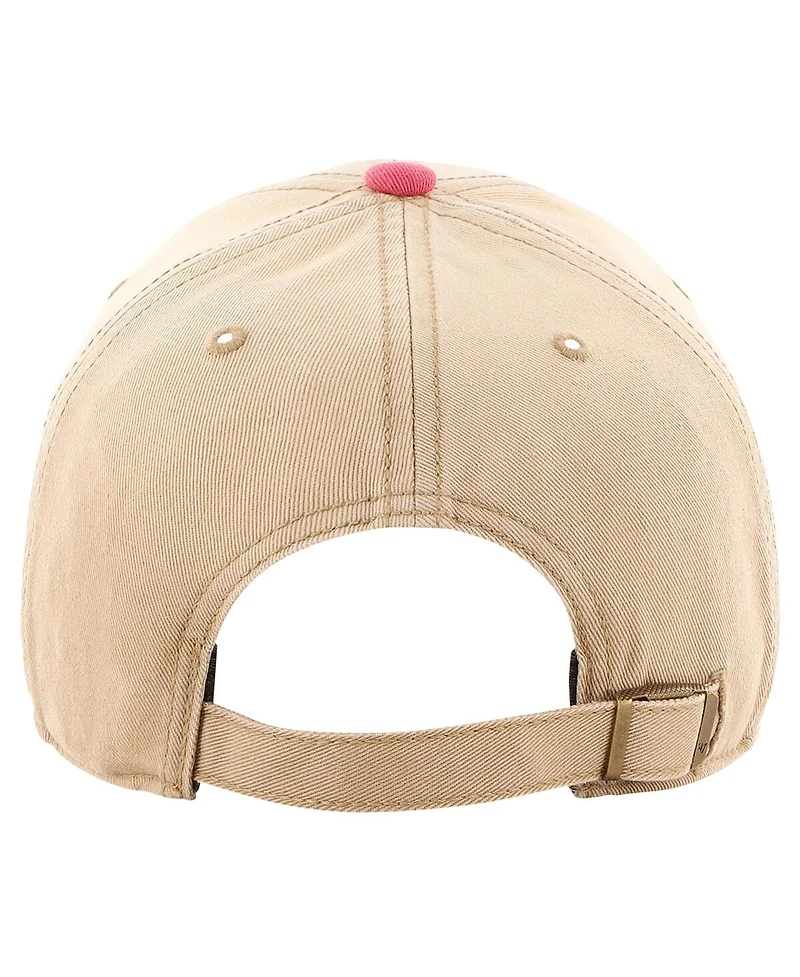 Men's '47 Brand Khaki, Red Distressed New Jersey Devils Dusted Sedgwick Mvp Adjustable Hat