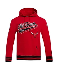 Men's Pro Standard Red Chicago Bulls Script Tail Pullover Hoodie