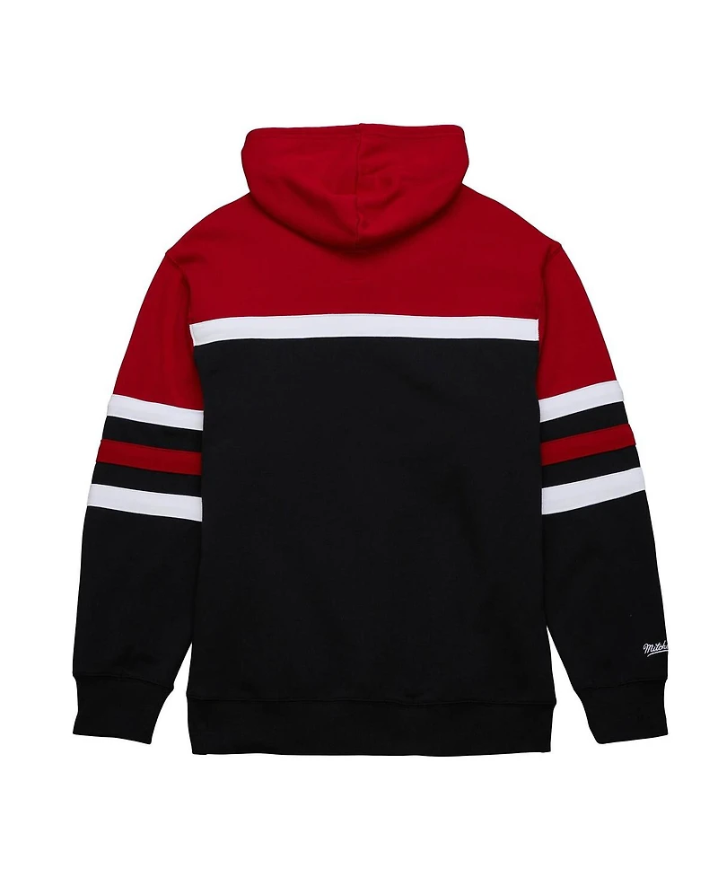 Men's Mitchell & Ness Black, Red Chicago Blackhawks Head Coach Pullover Hoodie