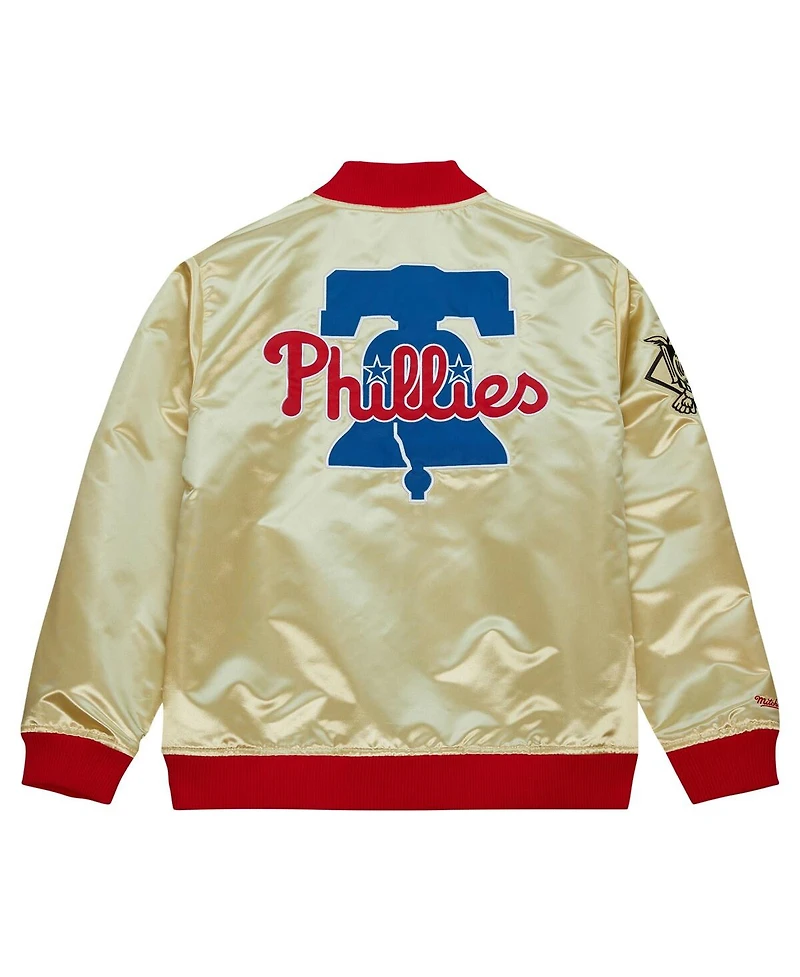 Men's Mitchell & Ness Gold Philadelphia Phillies Og 2.0 Lightweight Satin Full-Zip Jacket