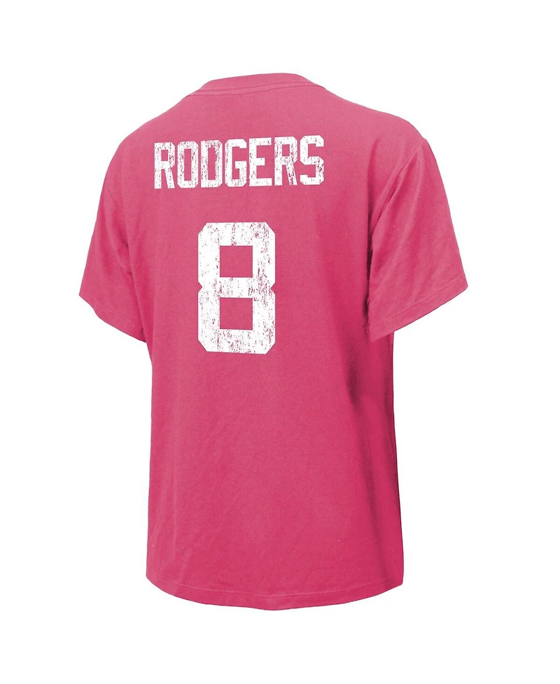 Women's Majestic Threads Aaron Rodgers Pink Distressed New York Jets Name and Number T-shirt