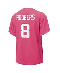 Women's Majestic Threads Aaron Rodgers Pink Distressed New York Jets Name and Number T-shirt