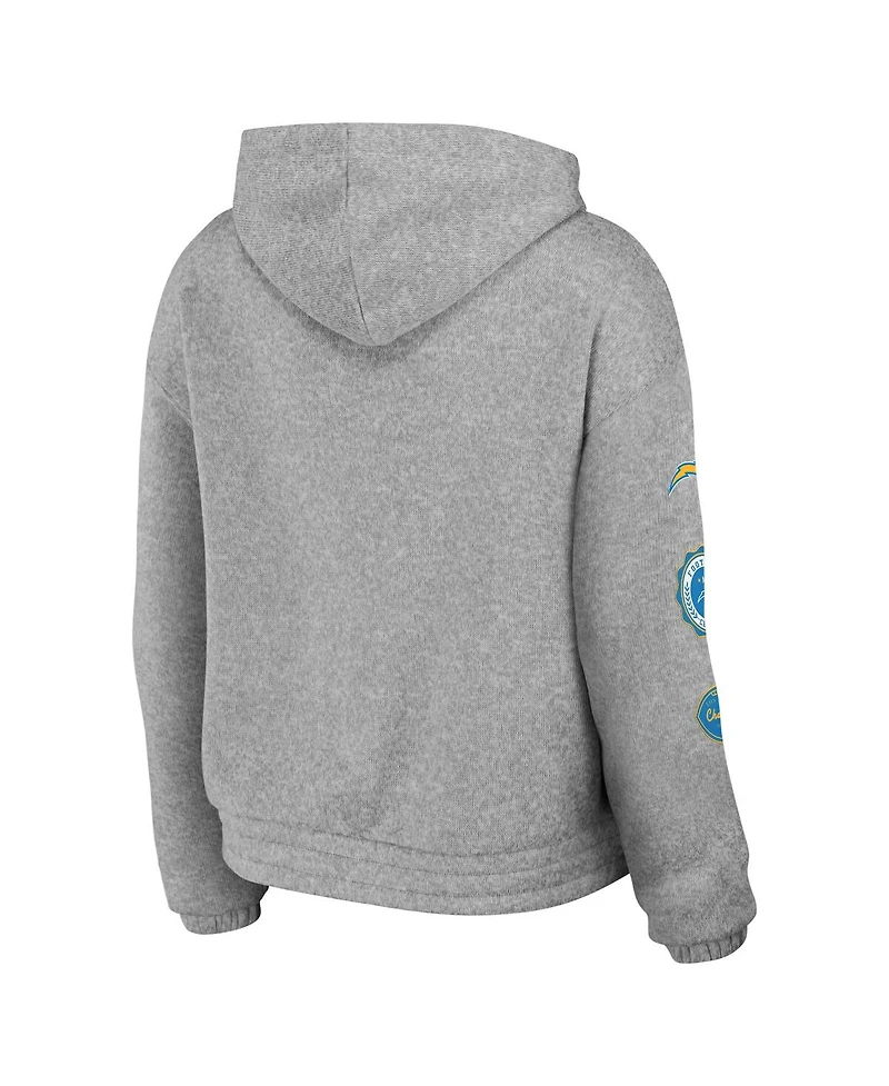 Women's Wear by Erin Andrews Heather Gray Los Angeles Chargers Full-Zip Hoodie