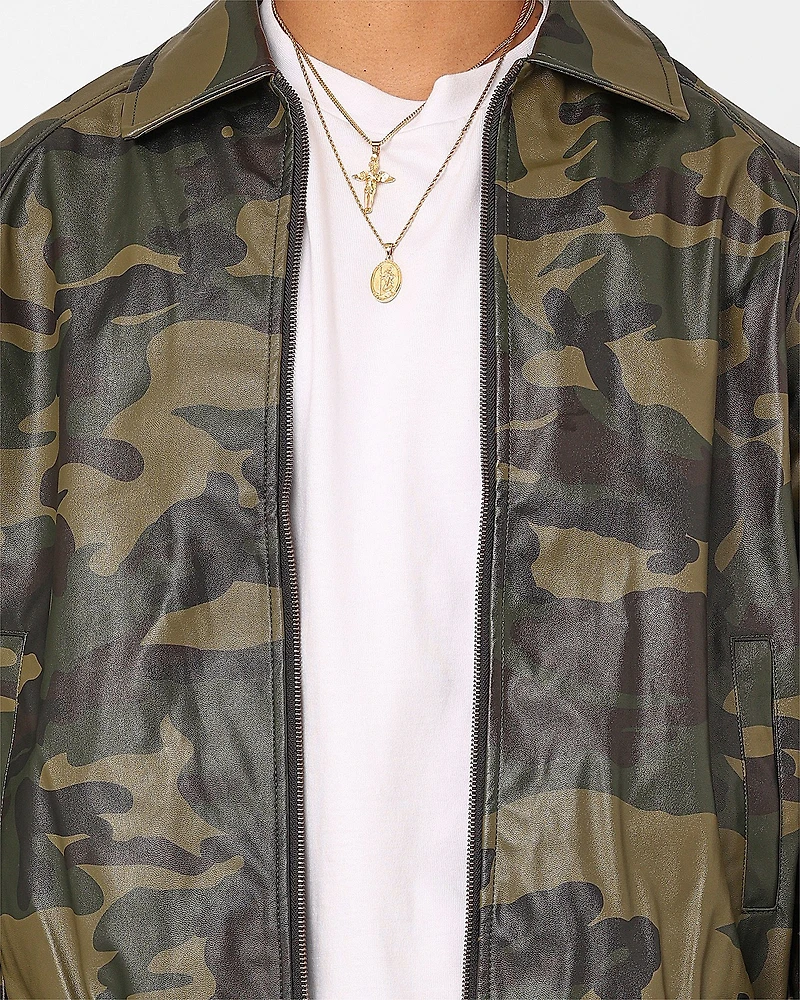 Cillian Camo Pu Leather Jacket