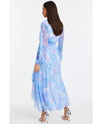 Quiz Women's Chiffon Water Color Long Sleeve Dress