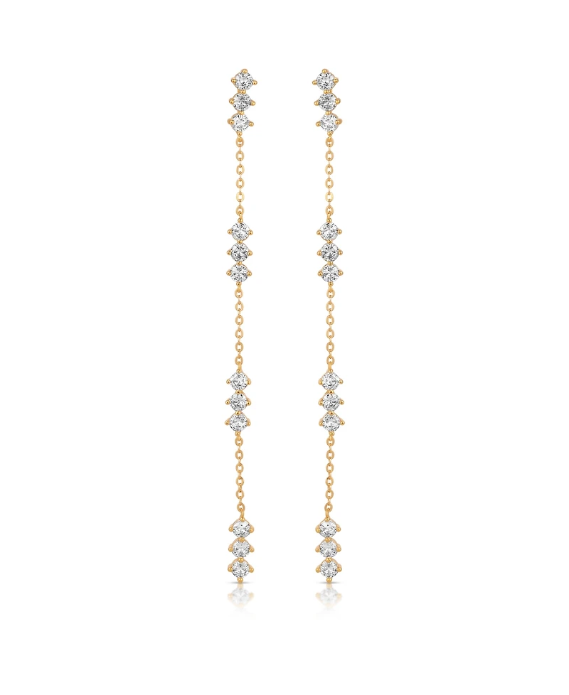 Ettika Linear Crystal 18k Gold Plated Drop Earrings