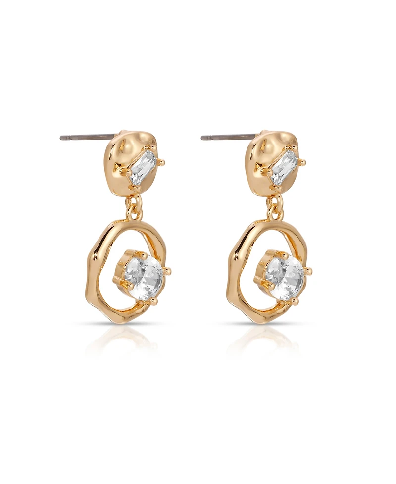 Ettika Organic Shape 18k Gold Plated Crystal Earrings