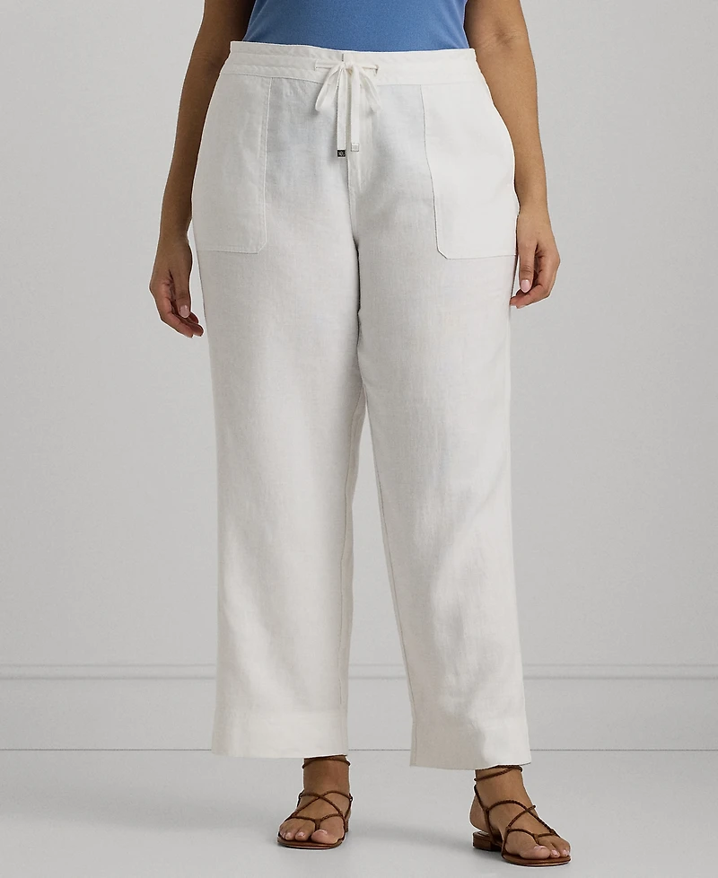 Lauren Ralph Plus-Size 100% Linen Wide-Leg Pants