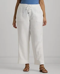 Lauren Ralph Plus-Size 100% Linen Wide-Leg Pants
