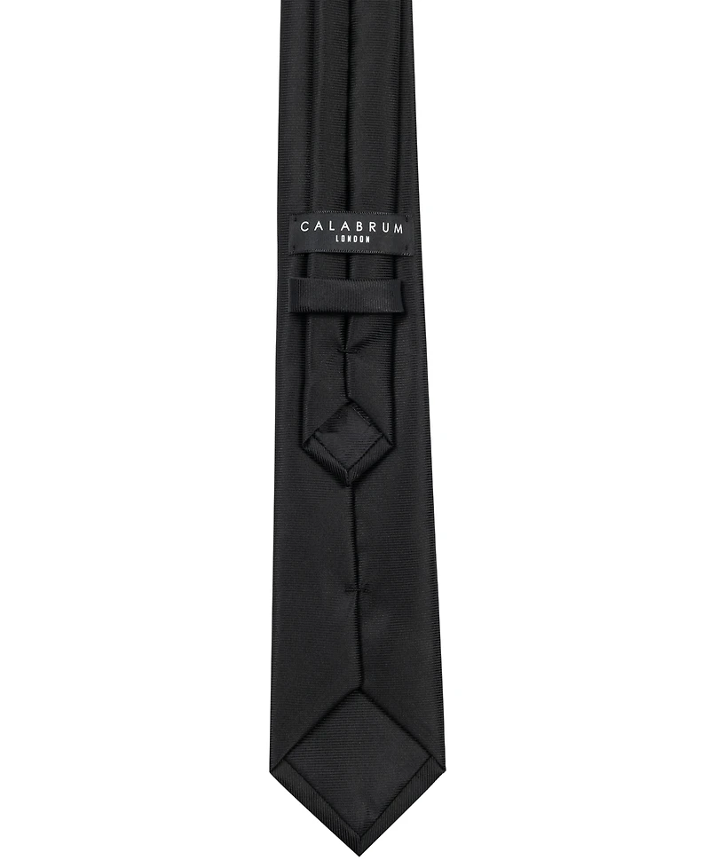 Calabrum Men's Slim Solid Black Clip-On Tie