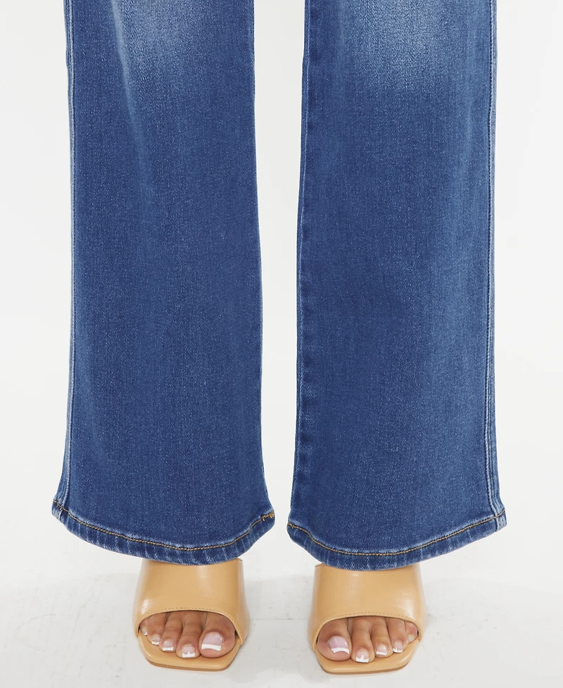 Kancan Women's Ultra High Rise Distressed 90s Flare Jeans