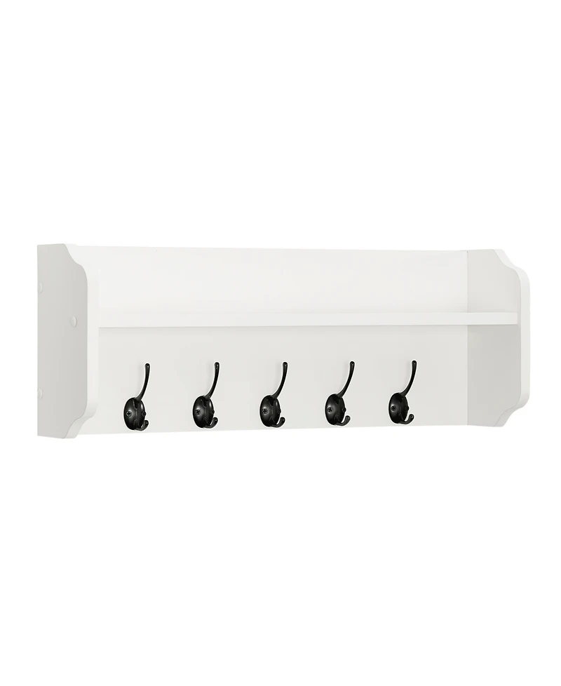Entryway Floating Utility Wall Shelf with Hooks
