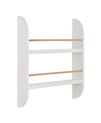 Danya B Steiner Rounded Contemporary 2-Tier Kids Book or Magazine Storage Wall-Mount Bookcase with Contrasting Wood-Toned Rods