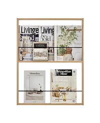 Danya B Steiner Square Modern 2-Tier Kids Book or Toy Figure Display Unit Wall Mounted Bookshelf with Contrasting Black Rods