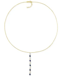 Sapphire (1-1/4 ct. t.w.) & Diamond (1/4 ct. t.w.) Lariat Necklace in 14k Gold, 16-1/2" + 1" extender