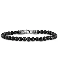 Esquire Men's Jewelry Black Spinel Beaded Bracelet in Sterling Silver, Created for Macy's
