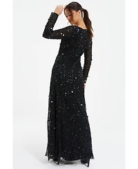 Quiz Women's Embellished Twist Detail Evening Dress
