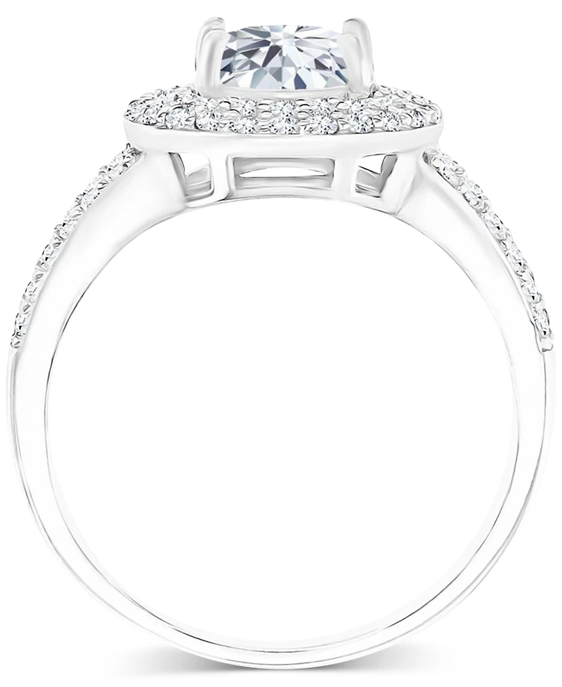 Amethyst (1-1/5 ct. t.w.) & Lab-Grown White Sapphire (5/8 Halo Birthstone Ring Sterling Silver (Also Additional Birthstones)