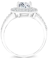 Amethyst (1-1/5 ct. t.w.) & Lab-Grown White Sapphire (5/8 Halo Birthstone Ring Sterling Silver (Also Additional Birthstones)