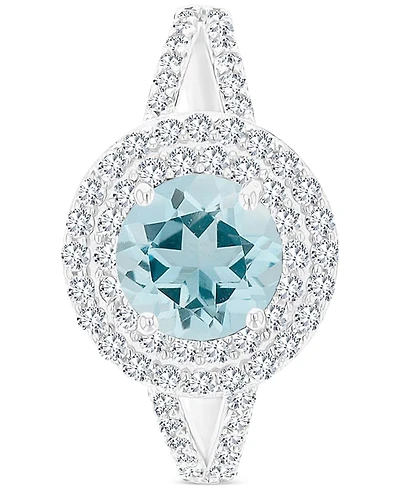 Amethyst (1-1/5 ct. t.w.) & Lab-Grown White Sapphire (5/8 Halo Birthstone Ring Sterling Silver (Also Additional Birthstones)