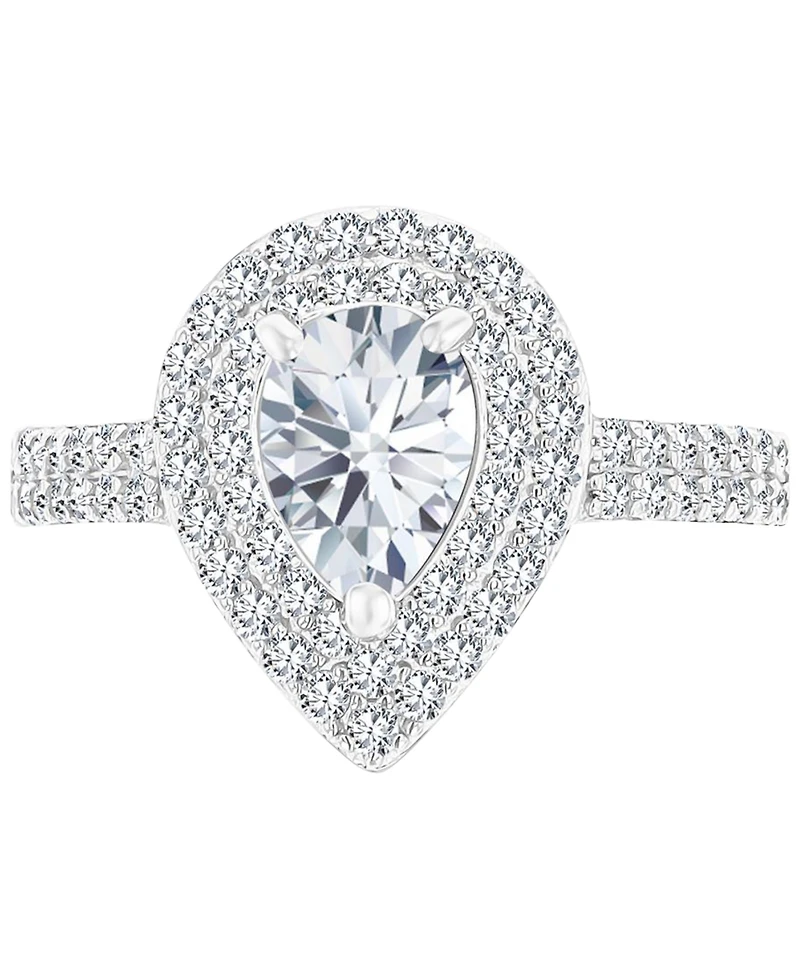 Amethyst (3/4 ct. t.w.) & Lab-Grown White Sapphire Teardrop Halo Birthstone Ring Sterling Silver (Also Additional Birthstones)