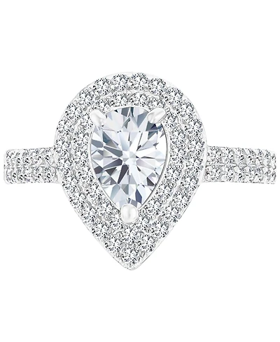 Amethyst (3/4 ct. t.w.) & Lab-Grown White Sapphire Teardrop Halo Birthstone Ring Sterling Silver (Also Additional Birthstones)