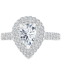 Amethyst (3/4 ct. t.w.) & Lab-Grown White Sapphire Teardrop Halo Birthstone Ring Sterling Silver (Also Additional Birthstones)