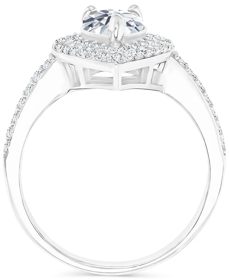 Amethyst (3/4 ct. t.w.) & Lab-Grown White Sapphire Teardrop Halo Birthstone Ring Sterling Silver (Also Additional Birthstones)