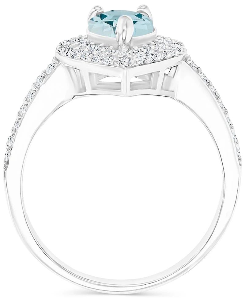 Amethyst (3/4 ct. t.w.) & Lab-Grown White Sapphire Teardrop Halo Birthstone Ring Sterling Silver (Also Additional Birthstones)