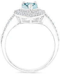 Amethyst (3/4 ct. t.w.) & Lab-Grown White Sapphire Teardrop Halo Birthstone Ring Sterling Silver (Also Additional Birthstones)