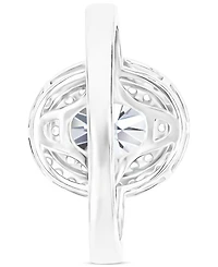 Amethyst (1-1/20 ct. t.w.) & Lab-Grown White Sapphire (3/4 Oval Halo Birthstone Ring Sterling Silver (Also Additional Birthstones)