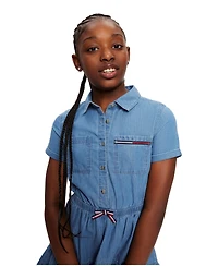 Tommy Hilfiger Toddler and Little Girls Lightweight Denim Ruffled Shirtdress