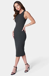 Bebe Women's High Neck Midi Sweater Rib Dress