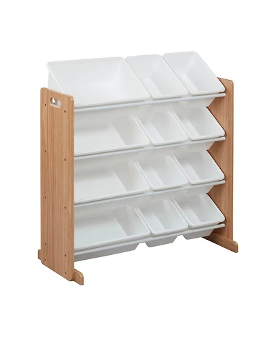 ECR4Kids 4-Tier Organizer with 12 Bins, Dark Natural/White, 1