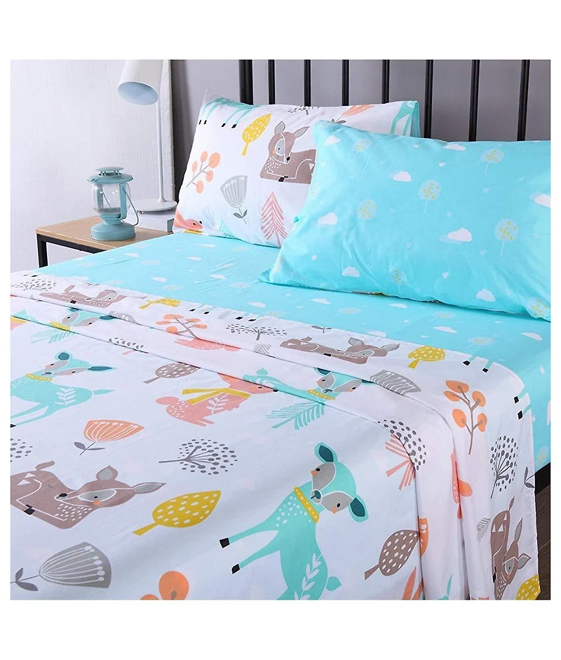 MarCielo 100% Girls Cotton Kids Bed Sheet Set -Twin