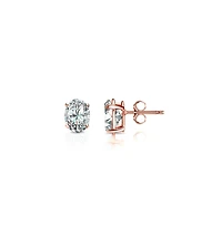 Suzy Levian Sterling Silver Cubic Zirconia Oval-Cut Classic Stud Earrings