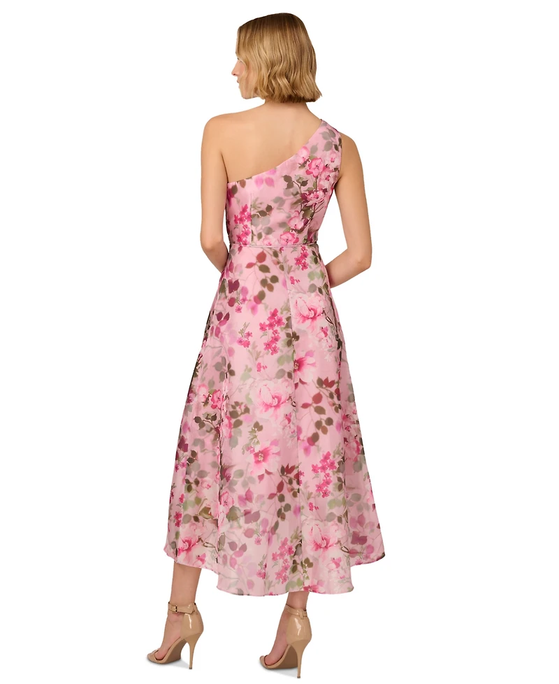 Adrianna Papell Women's Printed One-Shoulder High-Low Dress