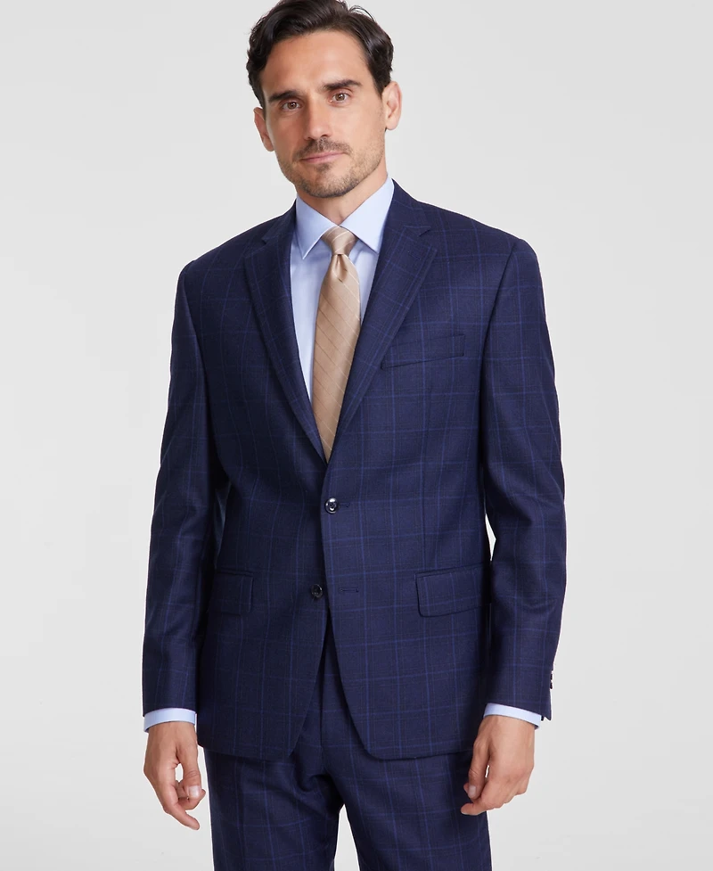 Michael Kors Men's Classic-Fit Wool-Blend Stretch Plaid Suit Separate Jacket