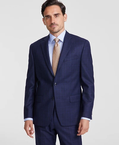 Michael Kors Men's Classic-Fit Wool-Blend Stretch Plaid Suit Separate Jacket